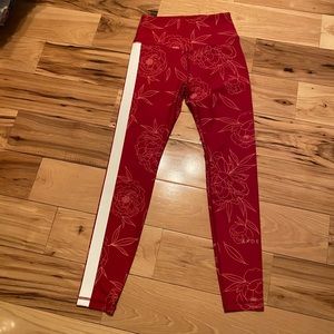 Ryderwear red floral leggings, S